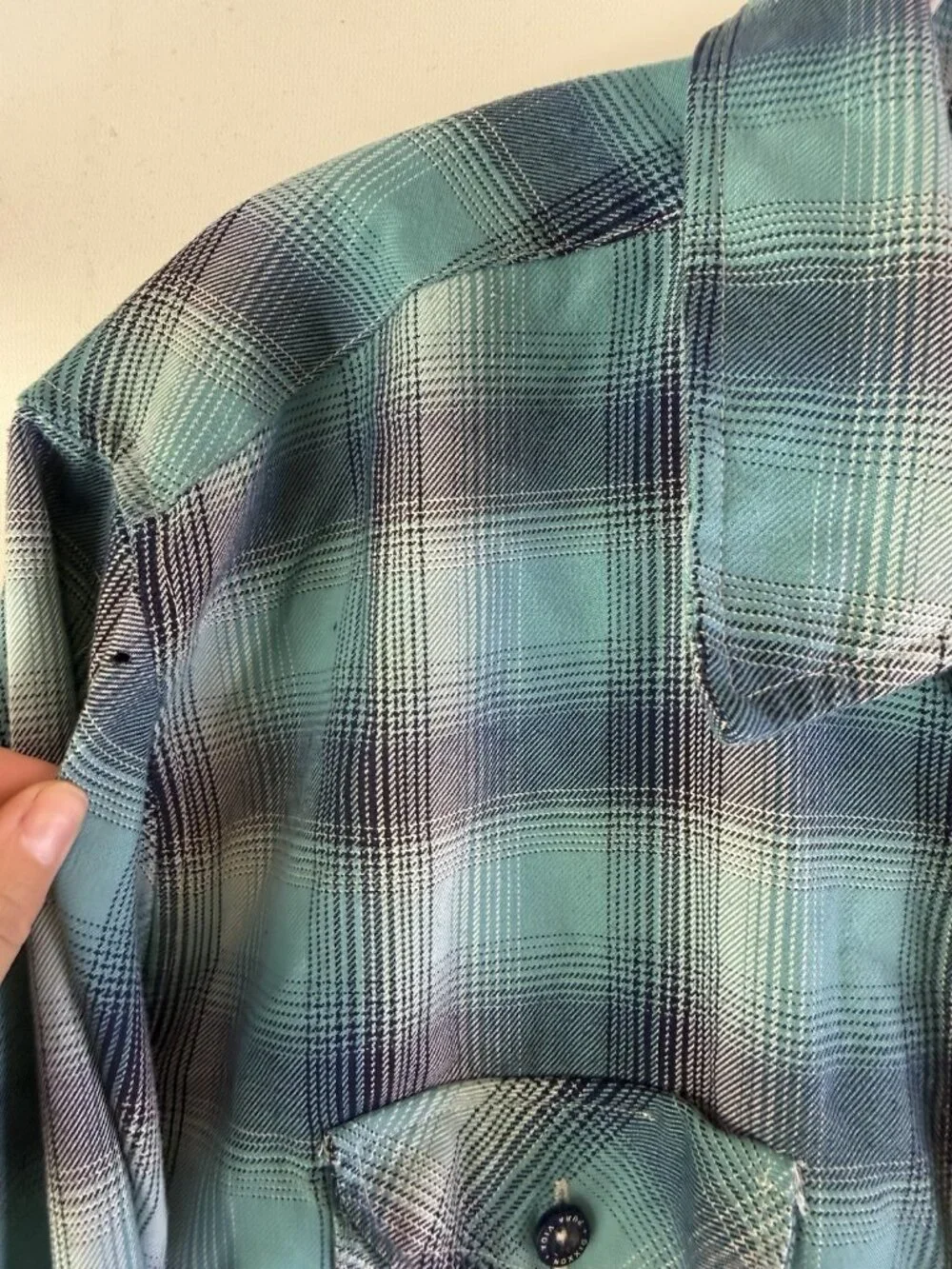 DIXXON Blue Marlin Plaid Flannel Pocket Button Shirt - Picture 5 of 11